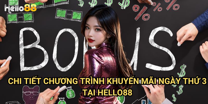 Ưu đãi hấp dẫn khi nạp ngày thứ 3 tại Hello88 - Khuyến mãi giữa tuần 2025 2 Chi tiết chương trình khuyến mãi ngày thứ 3 tại Hello88
