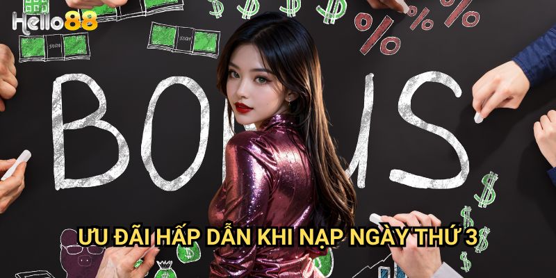 Ưu đãi hấp dẫn khi nạp ngày thứ 3 tại Hello88 - Khuyến mãi giữa tuần 2025